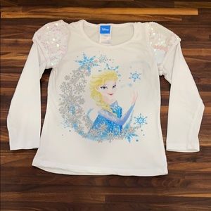 Disney Frozen Elsa Girls S (6-6x) Sequin Shirt EUC